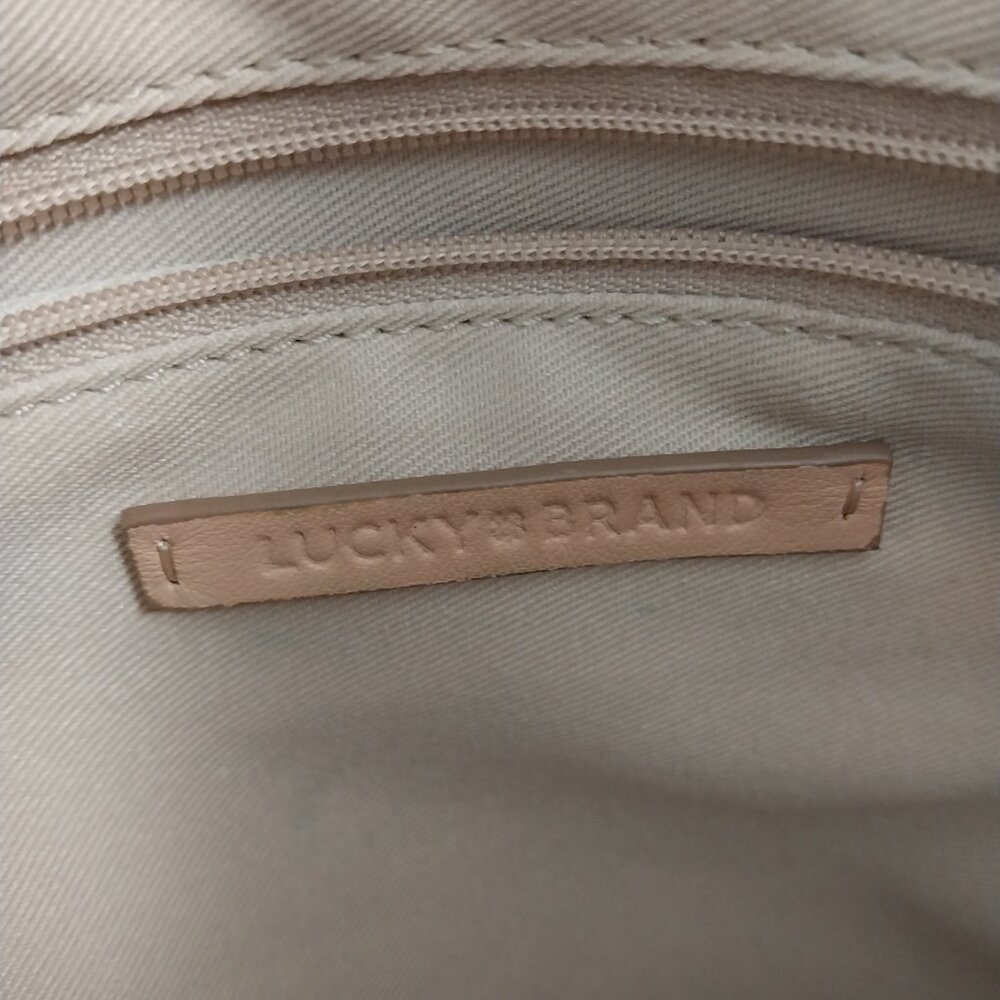 3357 Large Lucky Brand Leather and Corduroy Tote Bag. - Picture 7 of 9